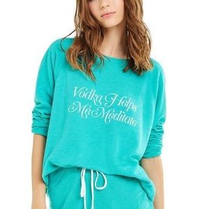 WILDFOX NWT Vodka Meditate Teal Green Sweatshirt
